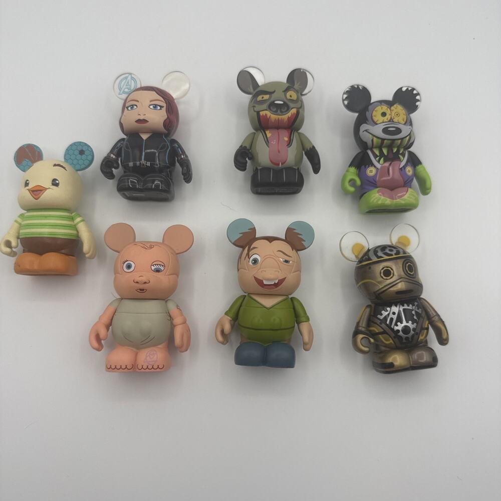 Disney Vinylmation 3" Figure Lot of 7 Black Widow Chicken Little Ed Hyena Bundle